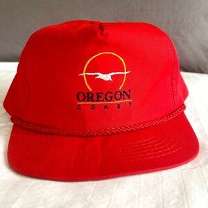 Oregon Coast Red Cotton Snapback Trucker Cap Seagull Triangle Headwear One Size
